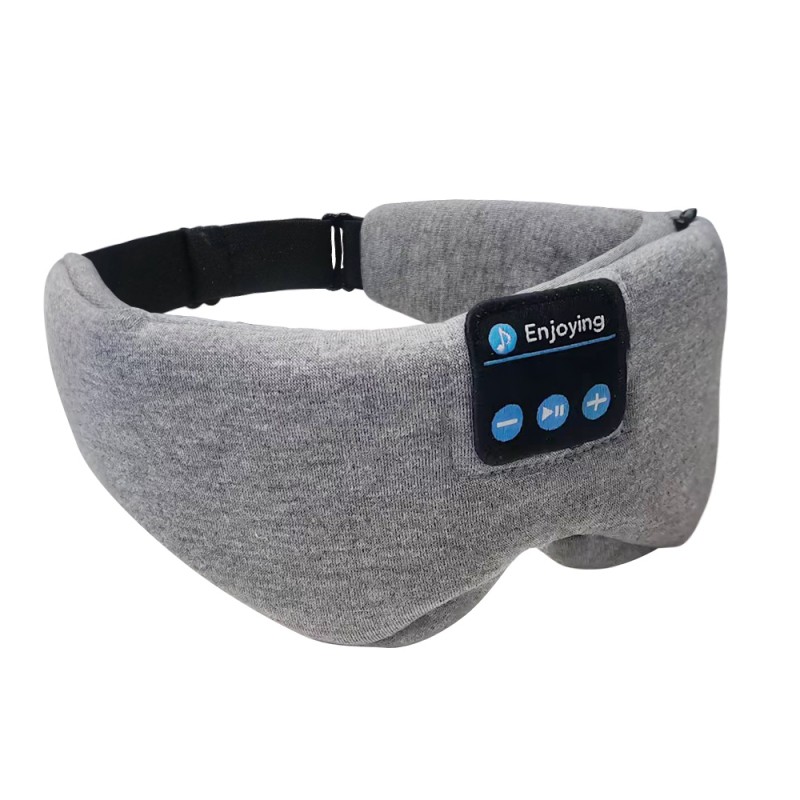 Katoenen bluetooth slaapoogmasker hoofdband oortelefoons mini grijs